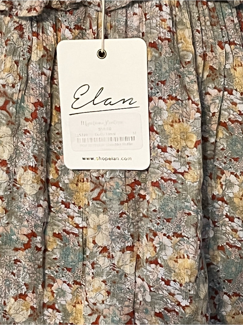 Elan Floral Peasant Blouse in Cream, Green & Brown - Picture 3 of 5